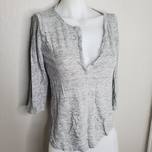 Athleta || Gray Asymmetrical Half Sleeve Linen Top
